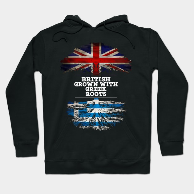 British Grown With Greek Roots - Gift for Greek With Roots From Greece Hoodie by Country Flags